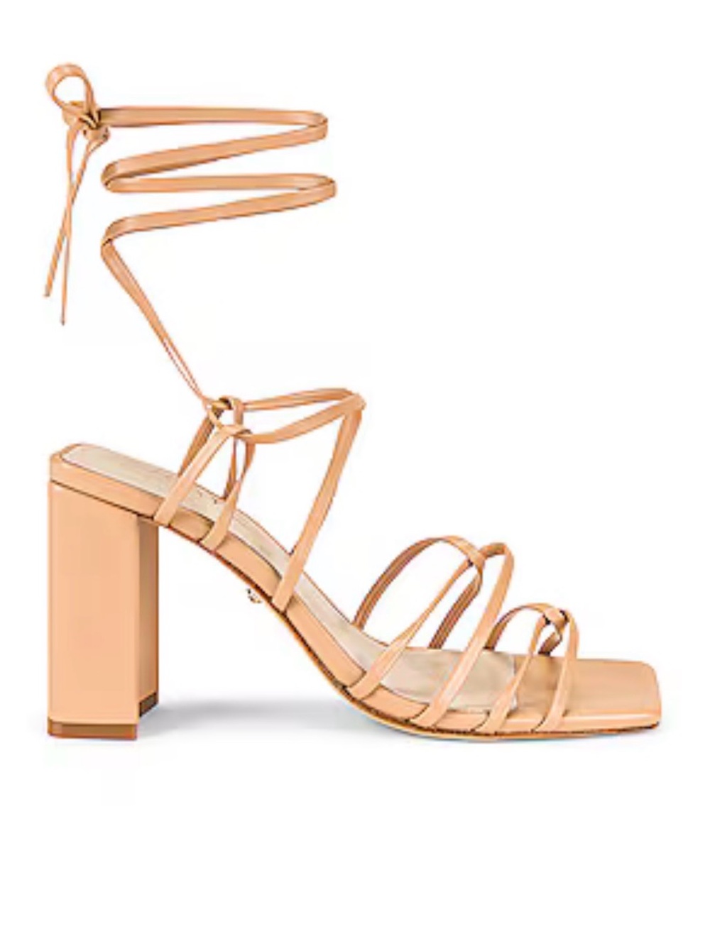 RAYE Strappy Lace-Up Block Heel Sandals in Nude